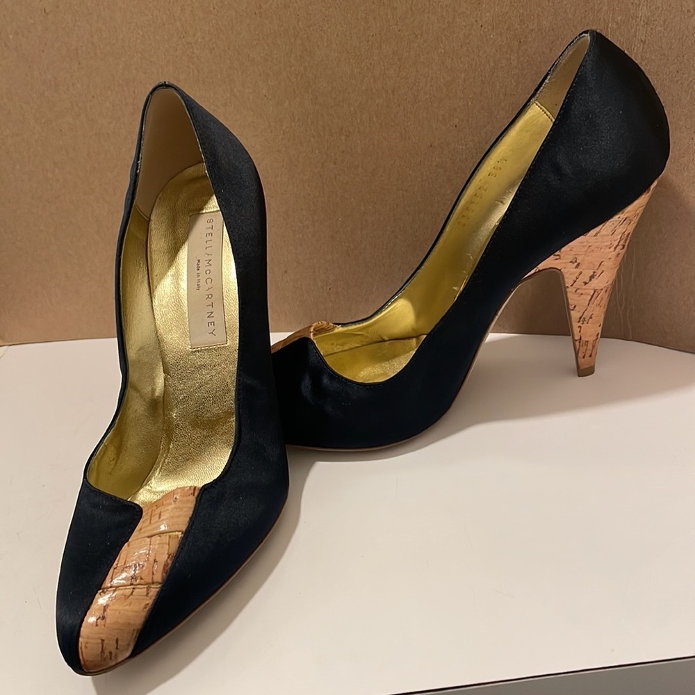 Navy blue shoes with cork heel